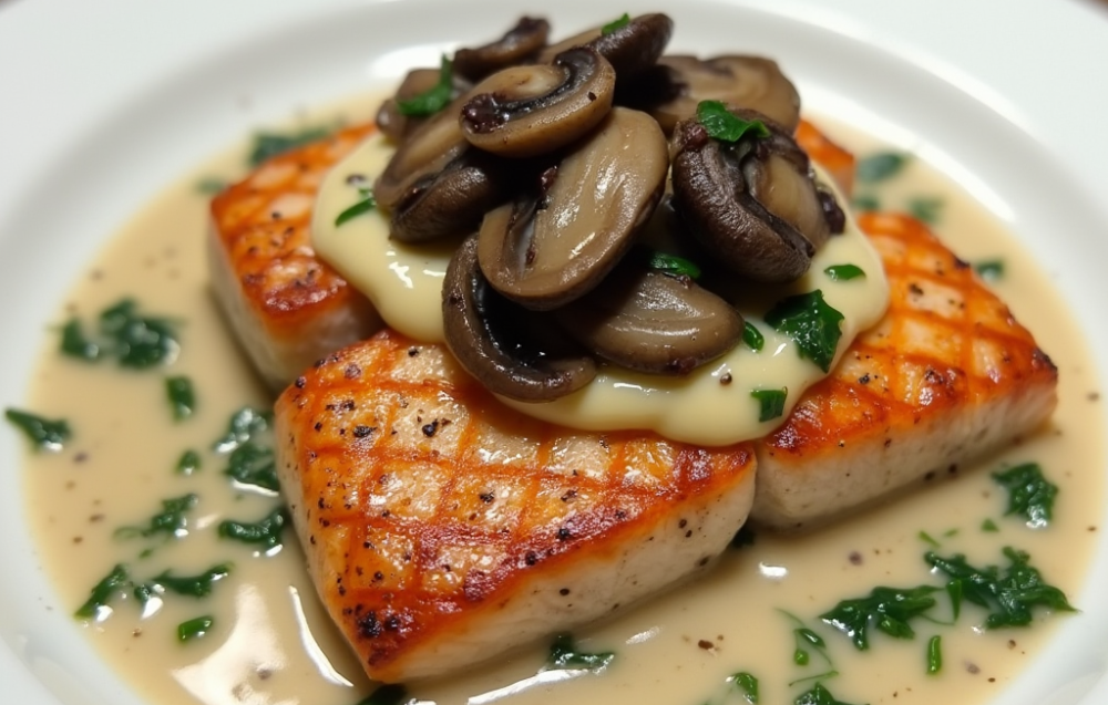 Creamy Garlic Mushroom Salmon